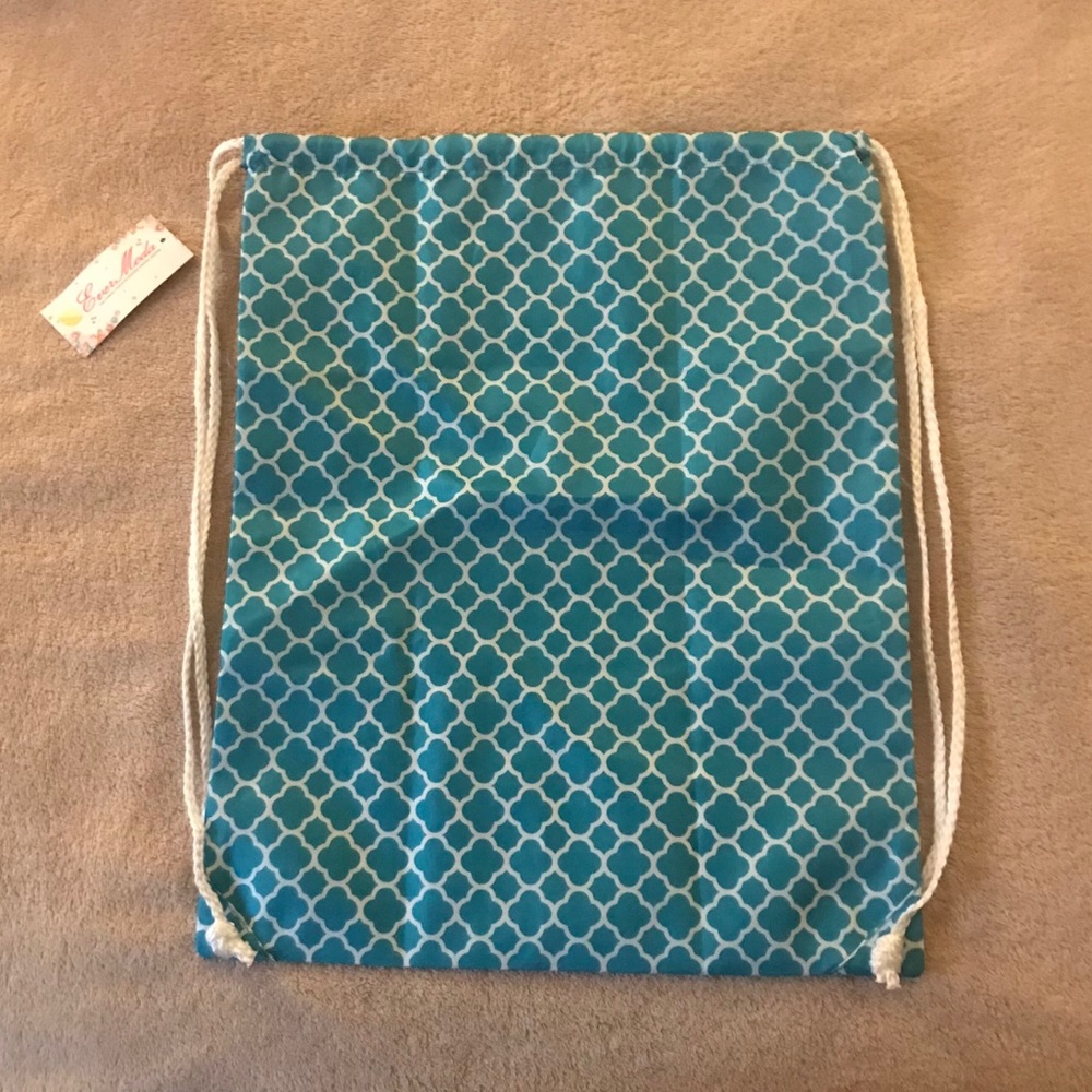 New! Teal Canvas Drawstring Bag